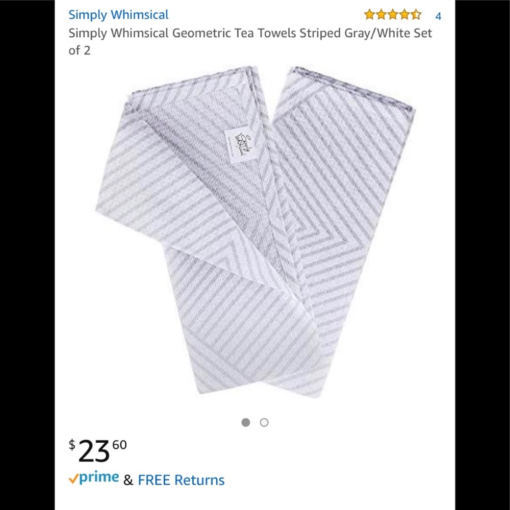 ❤️❤️❤️FREE ❤️❤️ NWT 2 Simply Whimsical Tea Towels
